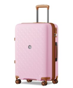 Valise Grande Taille Extensible TSA Coque Rigide Polypropylène 4 Roulettes Spinner Rose/Marron Voyage