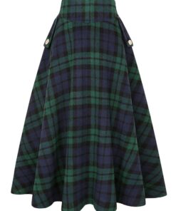 Jupe longue en laine à carreaux IDEALSANXUN taille haute pour femme automne hiver chaud Ölé Ölé