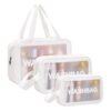 Trousse de toilette Aucuu transparente 3PC imperméable voyage en PU et PVC∧portable∧luxe∧pour femme∧voyage∧imperméable∧a