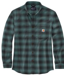 Carhartt Rugged Flex Relaxed Fit Midweight Flannel Long-Sleeve Plaid Shirt pour Homme - Durable et Chauffant - T-shirt C