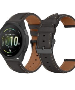 Bracelet en Cuir 20mm Garmin Approach S50/S44 / Vivoactive 6/Vivoactive5/3 pour Remplacement Noir Bracelet en Cuir 20m