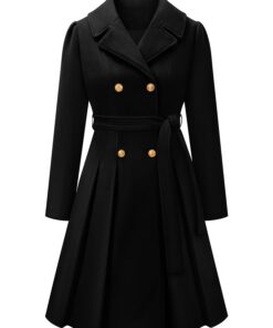 RITOSTA Manteau Laine Femme Hiver Chic Longue Manteaux À Revers Chaud avec Poches pour Femmes Élégant Trench-Coat Double