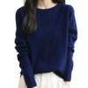 Chanyarn Femme 100% Laine Merino Col Rond Pull Décontracté Manches Longues Sans Couture Tricot Haut Qualité