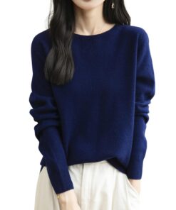 Chanyarn Femme 100% Laine Merino Col Rond Pull Décontracté Manches Longues Sans Couture Tricot Haut Qualité