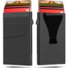 Walvefa Portefeuille RFID Bloqué pour Homme Minimale Pince à Billets en Aluminium et Pop-Up Noir Sécurisez Vos Cartes et