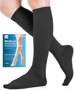 Chaussettes de contention Médicale 20-30mmHg Classe 2 Femme et Homme Soutien Graduel Taille S-4XL Varices Oedème Vol de