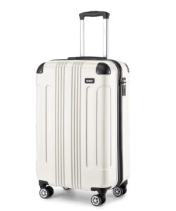 Kono Valise Cabine Rigide ABS à 4 roulettes 55×35×20cm Bagage à Main, Beige