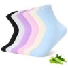 Mayoii Lot de 6 paires de chaussettes mi-mollet en bambou colorées pour femme - Douces, respirantes, anti-humidité, sans