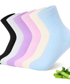 Mayoii Lot de 6 paires de chaussettes mi-mollet en bambou colorées pour femme - Douces, respirantes, anti-humidité, sans