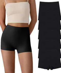 SHARICCA Culottes pour Femmes Douces Sans Couture Boxer Short SéCurité Taille Haute en Viscose OEKO-TEX STANDARD 100