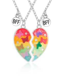 Collier BFF Hifot Argent Soeur Amitie Motif Papillon Cadeau JeUNE FILLE Anniversaire