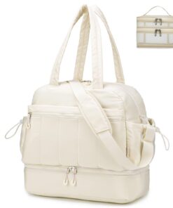BAGZY Sac de Voyage Femme Léger Week-End Hospital Sport Beige
