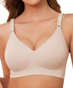 Xnova Soutien-Gorge Sans Armature Femme, Élastique Sangles Réglables Confortable Padded Bra Classique Minimiseur Coussin