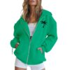 Capuche de Sport Tendance pour Sweat Homme Femme, Doux et Facile imprimé Cocotier Mignon, Taille S Vert Blanc Zippe