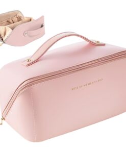 JSTHHTT Grande Trousse de Maquillage Voyage, Trousse de Toilette Femme Homme avec Poignée, Trousse de Rangement Perfecte