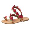Sandales femmes été respirantes talon noires bout ouvert fraise décoration Bottes souples sans lacet