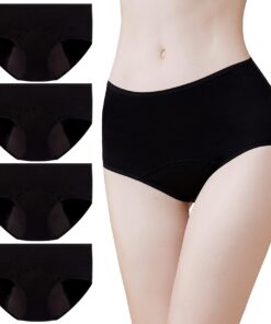 Culottes menstruelles femmes lot de 3 coton absorbant flux abondant períodique slip anti-fuite noir L