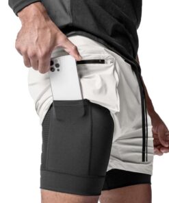 XDSP Shorts de Sport Respirant pour Homme - Compression 2 en 1 pour Course à Pied avec Séchage Rapide et Poches Zippées