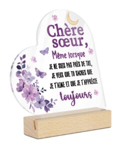 Putuo Decor Cadeau Sœur Acrylique Forme Coeur pour Femmes Amoureuses d'Émotions - Anniversaire Sentimental, Échanger des