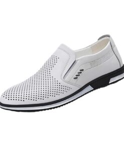 Chaussures d'été en cuir pour homme - Décontractées - Respirantes