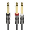 J&D TRS 1/4'' Câble Audio Plaqué Or 3m Double 6,35 mm Splitter Y Stéréo Étui en Cuivre