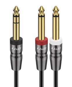 J&D TRS 1/4'' Câble Audio Plaqué Or 3m Double 6,35 mm Splitter Y Stéréo Étui en Cuivre