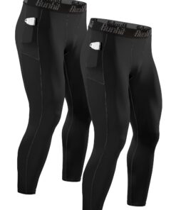 Runhit Lot de 2 Legging Homme Avec Poches pour Sport et Fitness Compression