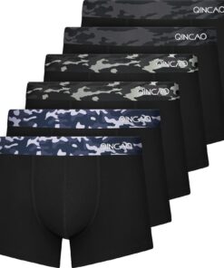 Boxers QINCAO Homme Lot de 6 Coton Qui Gratte Pas Étiquette OEKO-TEX STANDARD 100 Confortable