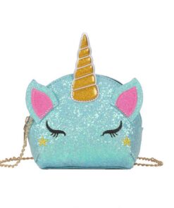 TXVSO Petite Glitter Licorne Mignonne Sac À Main Fermeture À Glissière pour Femmes Ados Azur