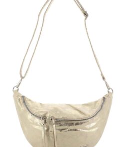 Flora & Co Grand Sac à Bandoulière en Forme de Banane Chic pour Femme Imitation Cuir Suédine Irisé - Mode Élégante
