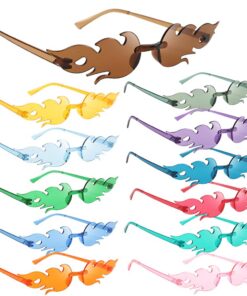 Coztie Lot de 12 paires de lunettes de soleil en forme de flamme - Pour fête d'anniversaire, mascarade, fête - 12 couleu