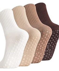 Chaussettes Thapncow Yoga femme antidérapantes pour Fitness et Danse - 4 paires multifonctionnels