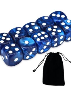 **10 PCS Dés 6 Faces En Acrylique Pour Jeux de Table - Dés de Jeu Durable à 6 Côtés (Bleu Noir), 10 Pièces Qualité Premi