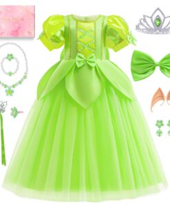 Costume Tinkerbell fille verte Halloween Cosplay Carnaval Anniversaire 3-8 ans