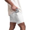 XDSP Short de Running Homme 2 en 1 pour Fitness et Gym, avec Poche Zippées et Séchage Rapide pour Cour de Fitness, Taill