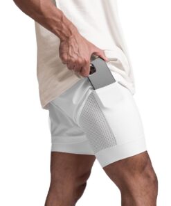 XDSP Short de Running Homme 2 en 1 pour Fitness et Gym, avec Poche Zippées et Séchage Rapide pour Cour de Fitness, Taill