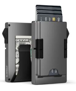 Porte Carte Homme Métal RFID Bloqué avec 10-20 Slots pour Cartes et Billets Gris