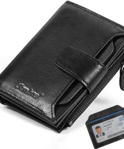 Senbos Portefeuille Homme Anti-Robbery | Cuir Vachette Première Couche | 18 Porte Carte Crédit | 2 Compartiments à Bille