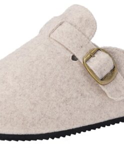 Dokela Mules et Sabots Femmes Hommes Feutre Pantoufles Hiver Confortable Ajustables Chauds Antidérapants Chaussons Intér