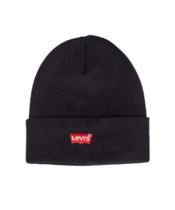 Levi's Batwing Embroidéré Beanie Bonnet pour Homme, Noir, Taille Unique, Chic et Comfortable, Accessoire de Moda, Trouss