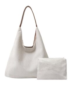 Mabecol Sac à Main Femme en Velours Côtelé Grand Spacieux étanche Pliable Loisirs Voyage Bureau Shopping