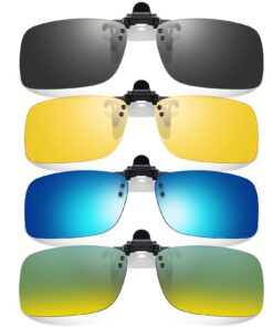 Hifot Lunettes de Soleil Polarisées Surlunettes pour Hommes et Femmes - 4 Pièces Clip Solaire - Idéales pour la Pêche, l