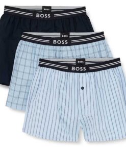 BOSS Hommes Shorts de Pyjama en Popeline de Coton 3P Woven Boxer Lot de Troislico
