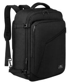 MATEIN Sac à Dos Voyage Cabine Étanche pour Eurowings Ryanair Femme Homme Noir MATEIN Bagage Cabine Extensible 40x30x2