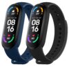 Wanme Bracelet Xiaomi Mi Band 5/6/6 NFC Femmes et Hommes Noir/Bleu Marine