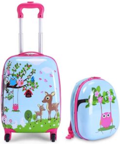 RELAX4LIFE Valise Enfant Roulettes 16" Bagage Trolley ABS Éléphant Coloré, Voyager École Jardin d’Enfant Fonctionnel pou