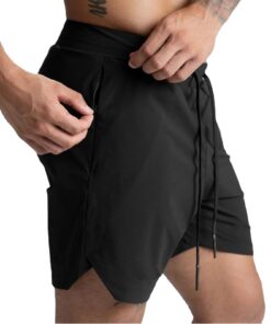 XDSP Homme Sport Shorts Léger Séchage Rapide Time to Run Confortable avec Poches Short de Course Court