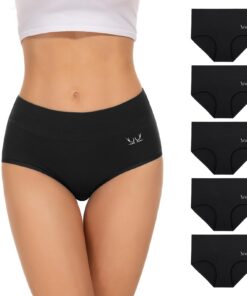 Culotte Femme TANSTC Coton Taille Haute Échancrée Extrait d'Élégance Sports Doux Bikini Ventre Plat