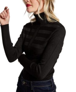 Pull Femme Manche Longue Col Roulé Lurex Mentosa Blanc Élégant pour Quotidien