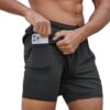 Smatstyle Short de Sport 2 en 1 Respirant pour Homme, Séchage Rapide, Poche Économique